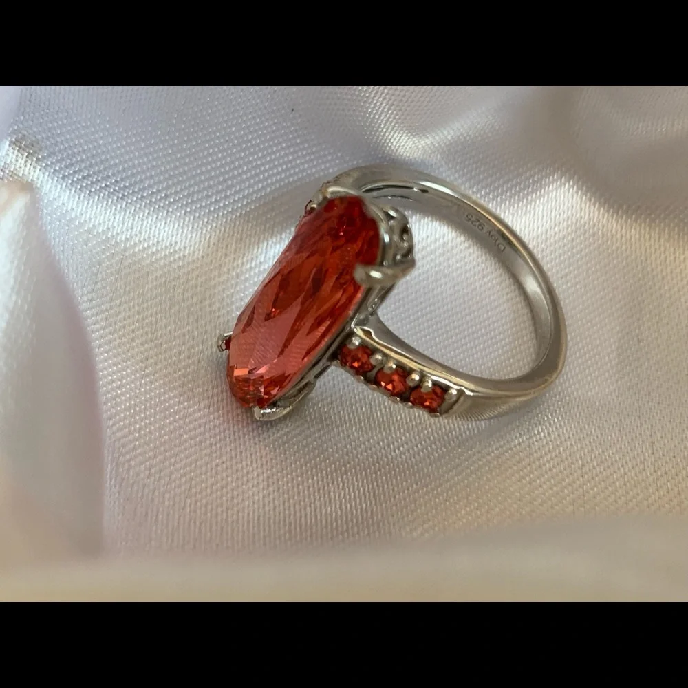 SWAROVSKI Padparasha Crystal Ring. Size 8